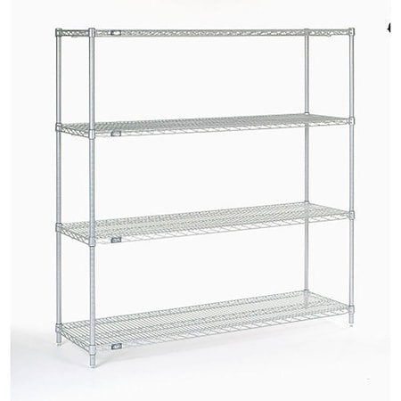 Nexel 4 Tier Chrome Wire Shelving Starter Unit, 48W x 12D x 74H 12487C